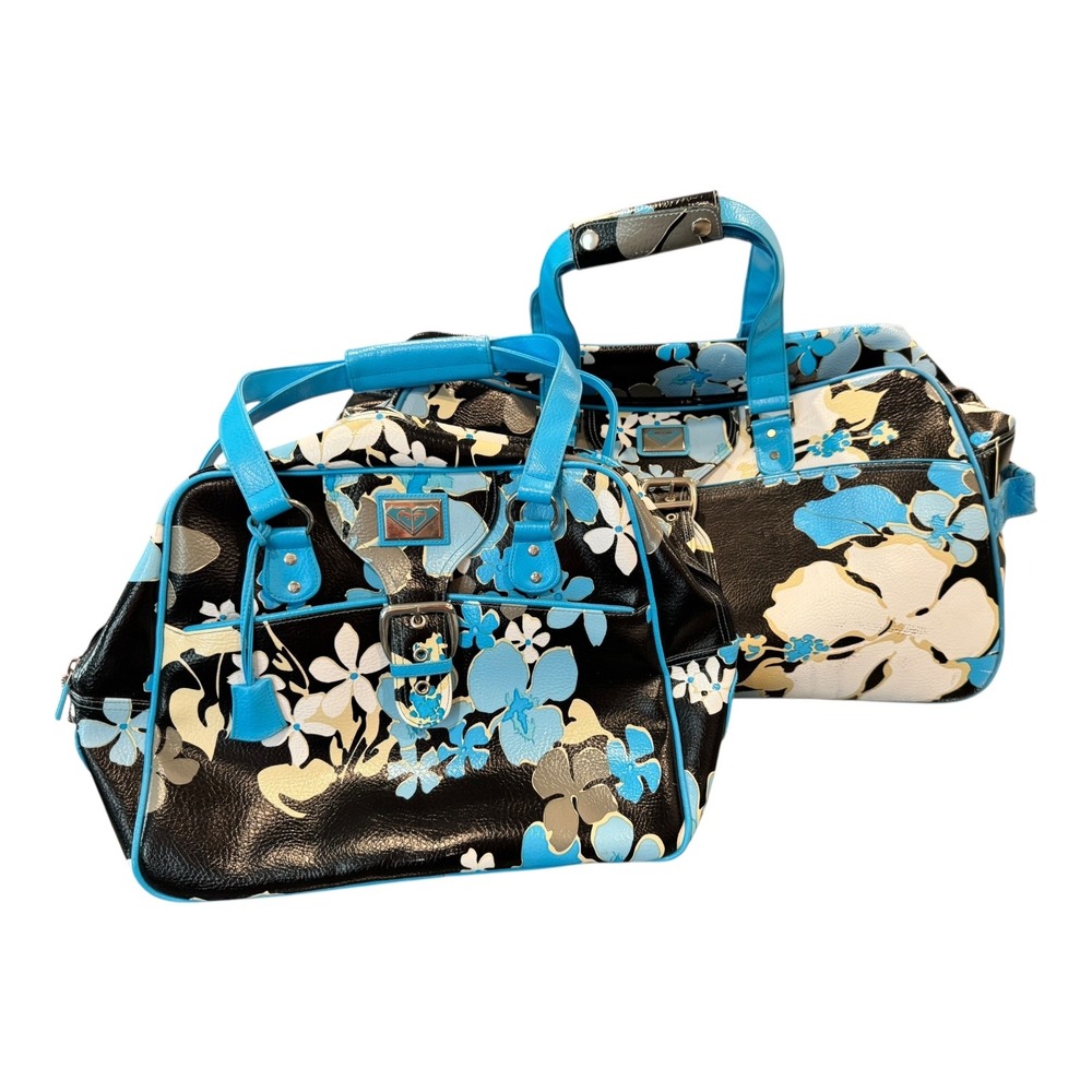 Roxy Vintage Women's Rolling Duffle Bag & Hand Bag‎ Combo Blue Floral Hibiscus